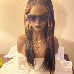 Highlight Ombre Lace Front Wig Human Hair 200% Density